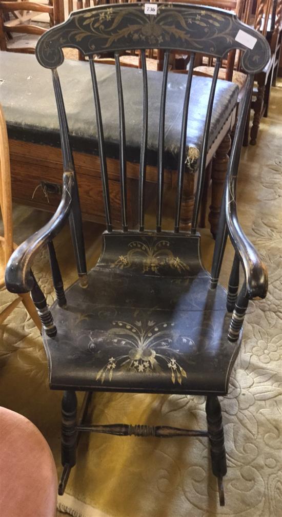 Inlaid ebonised rocking chair